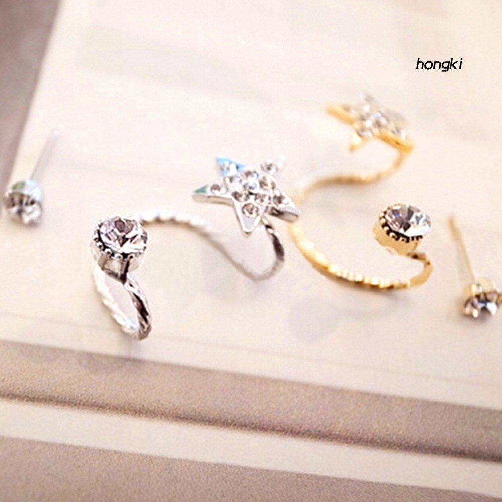 1 Chiếc Bông Tai Đeo Vành Tai Đính Đá Thanh Lịch Cho Nữ