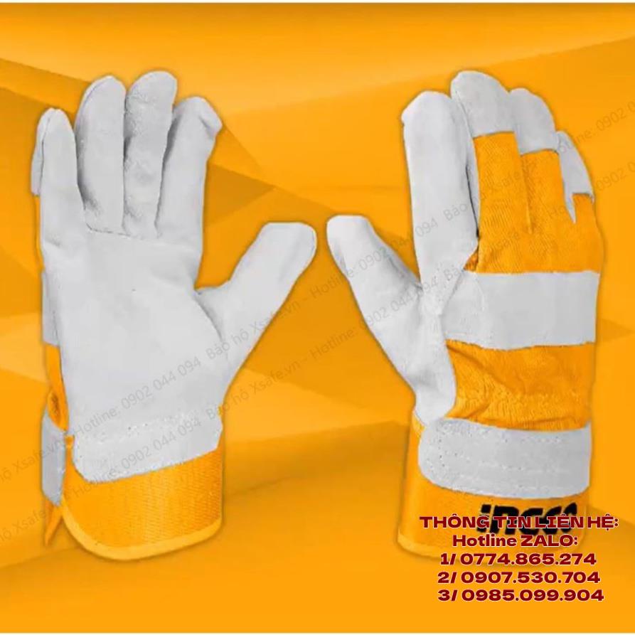 Găng tay bảo hộ lao động vải da bò thật TOTAL TSP14101 INGCO HGVC01 TOLSEN 45024 bao tay cách nhiệt hàn cắt, cơ khí