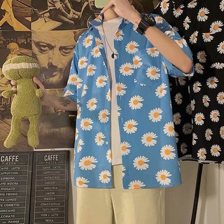 Áo Sơ Mi Họa Tiết Hoa Cúc Phong Cách Nhật Bản Thời Trang Mùa Hè Cho Nam Luyoo01