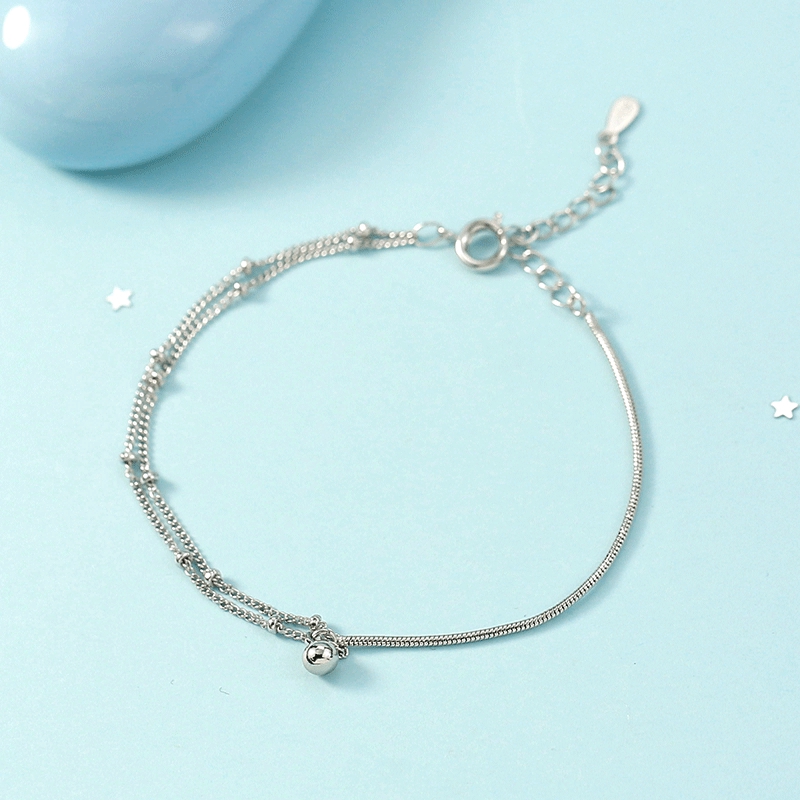 Vòng tay bằng bạc nhiều sợi thiết kế chuỗi hạt đơn giản xinh xắn | BigBuy360 - bigbuy360.vn