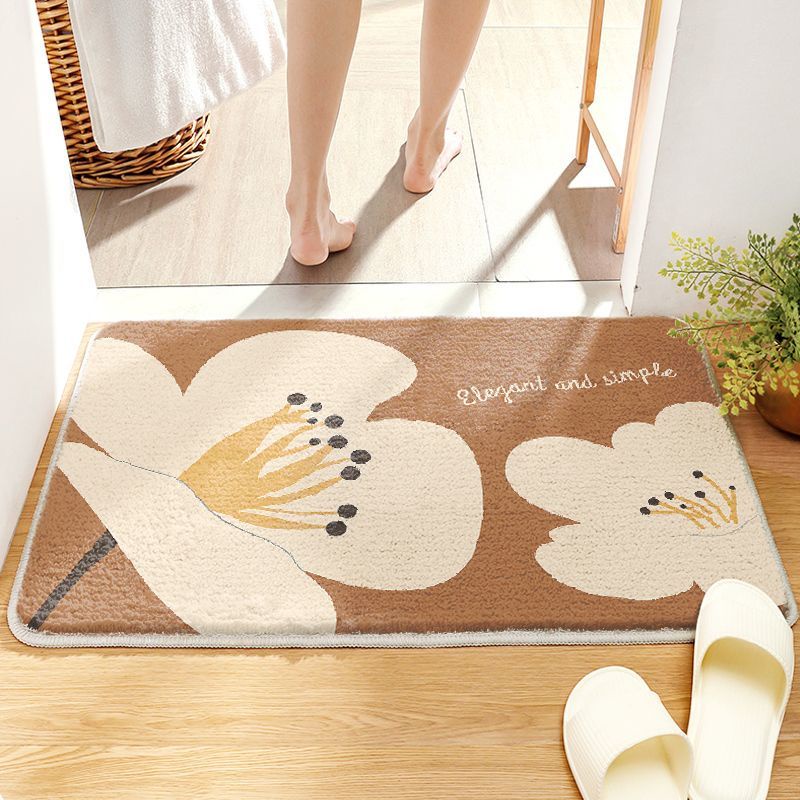 Thảm lót cửa chùi chân Thấm Hút Nước Nhanh Khô Chống Trượt Họa Tiết Hoa Xinh Xắn