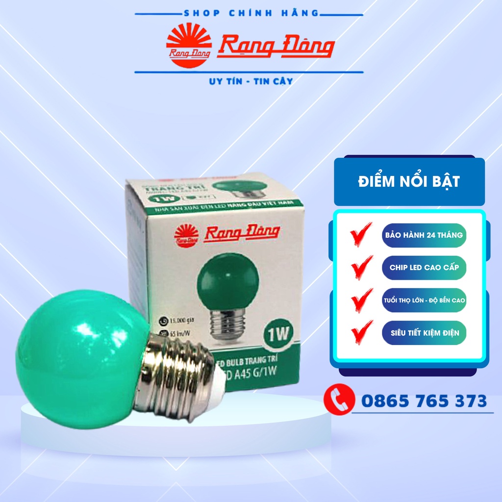 Bóng đèn trang trí 1W LED Rạng Đông, màu đỏ, vàng, trắng, xanh