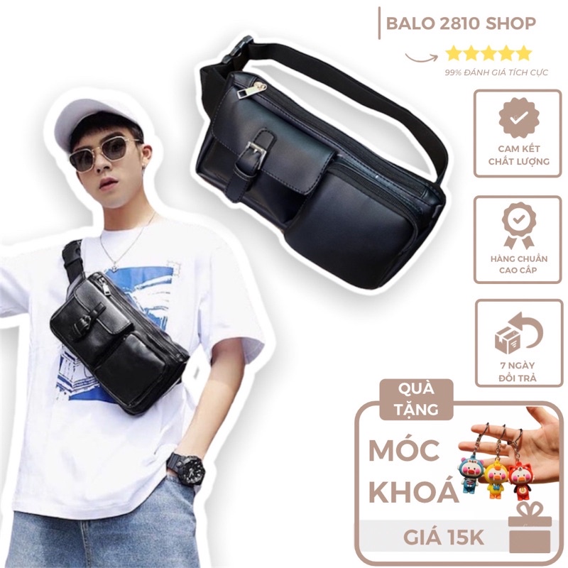 Túi Đeo Chéo Unisex Chống Nước Nhiều Ngăn Chất Liệu Da Mềm - Túi Bao Tử Da PU Cao Cấp Chống Nước Nhỏ Gọn