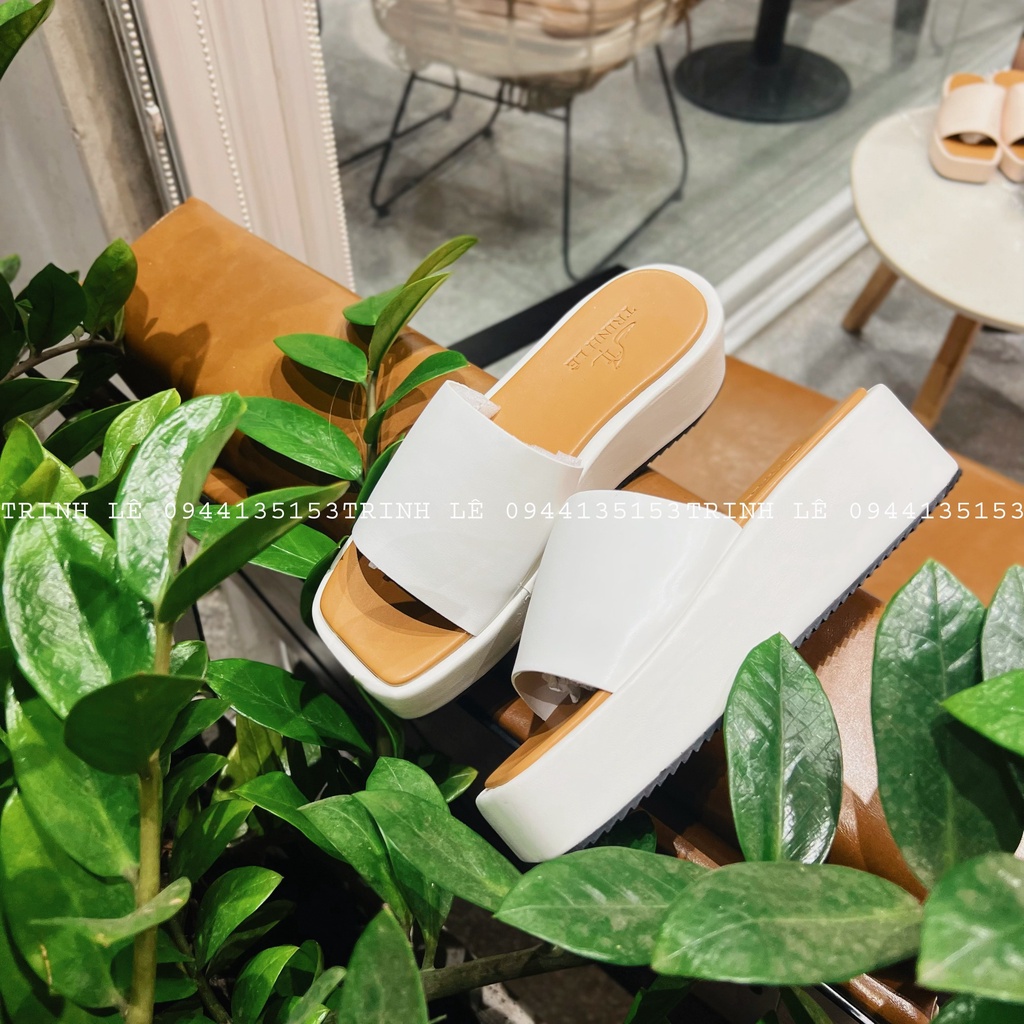 DÉP ĐẾ XUỒNG NỮ CAO 5CM QUAI NGANG CAO CẤP TRINH LÊ SHOP GIÀY DÉP TL02