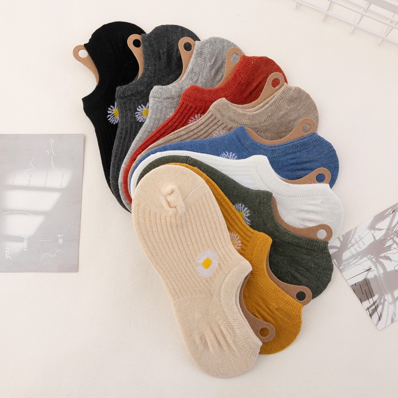 Bộ 10 Đôi Vớ cotton Cổ Ngắn Chống Trượt Dành Cho Nữ