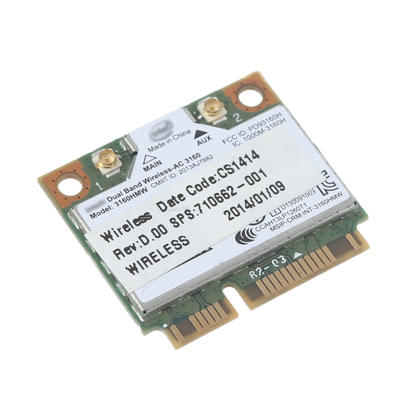 Thẻ WIFI WLAN BT 4 Thẻ 3160 3160HMW Không Dây Mini PCI-AC Kết Nối Bluetooth 4 Thẻ Cho HP SPS 784638-005