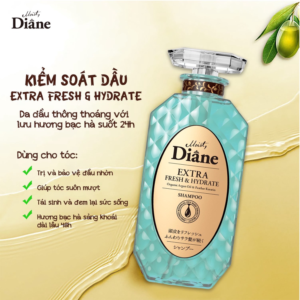 Dầu gội kiềm soát dầu Moist Diane Extra Fresh & Hydrate - 450ml