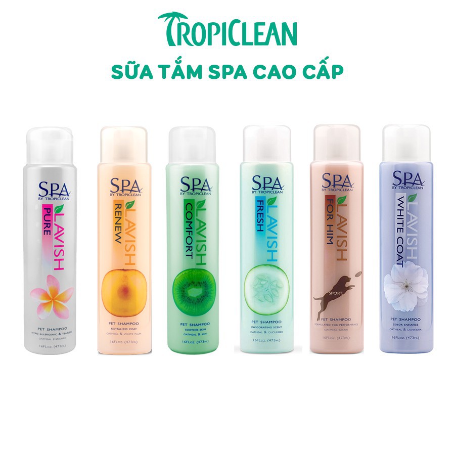Dầu gội dưỡng lông dành cho chó mèo lông trắng SPA Tropiclean