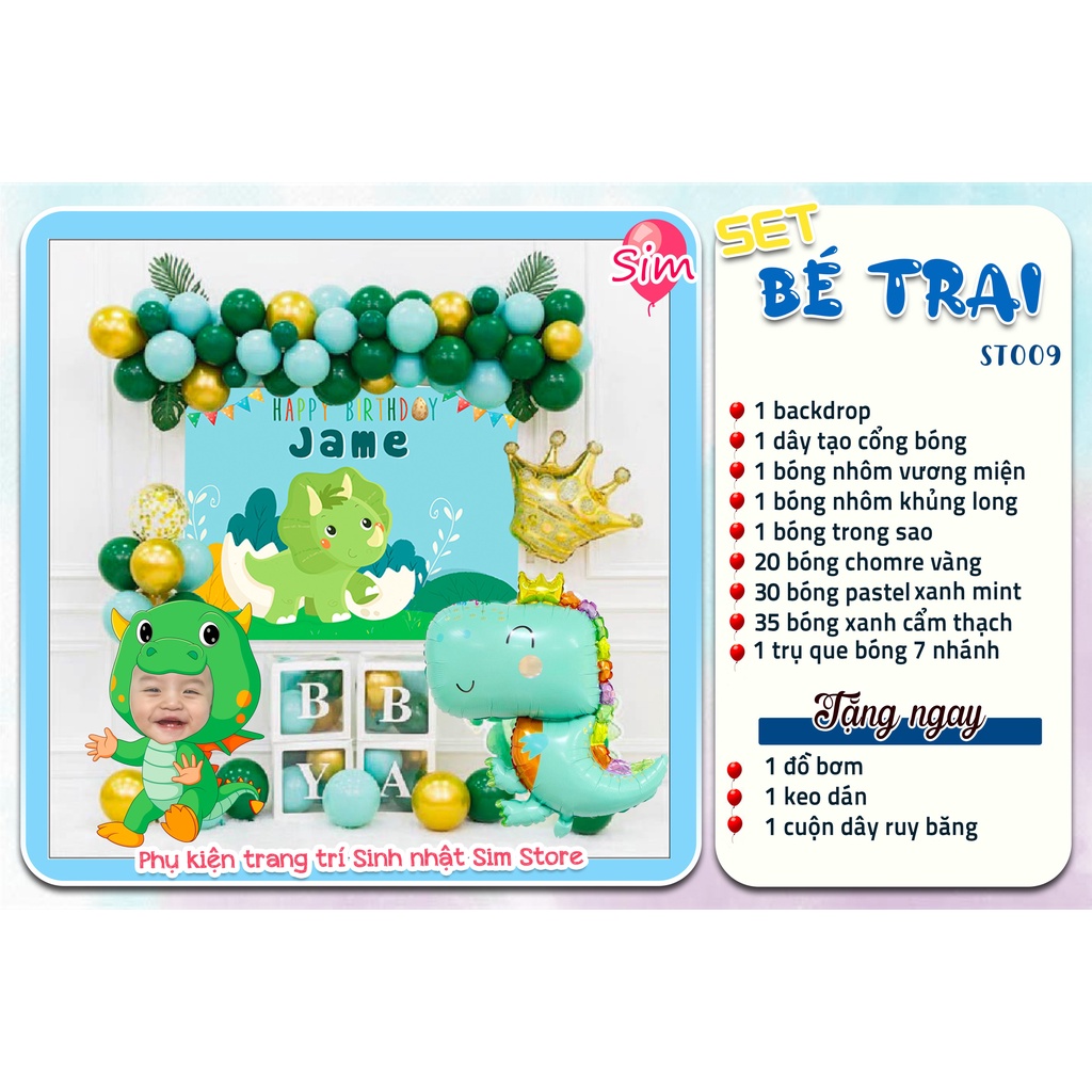Set trang trí sinh nhật, trang trí thôi nôi, đầy tháng bé trai bé gái hot trend siêu dễ thương trọn bộ đầy đủ Simparty