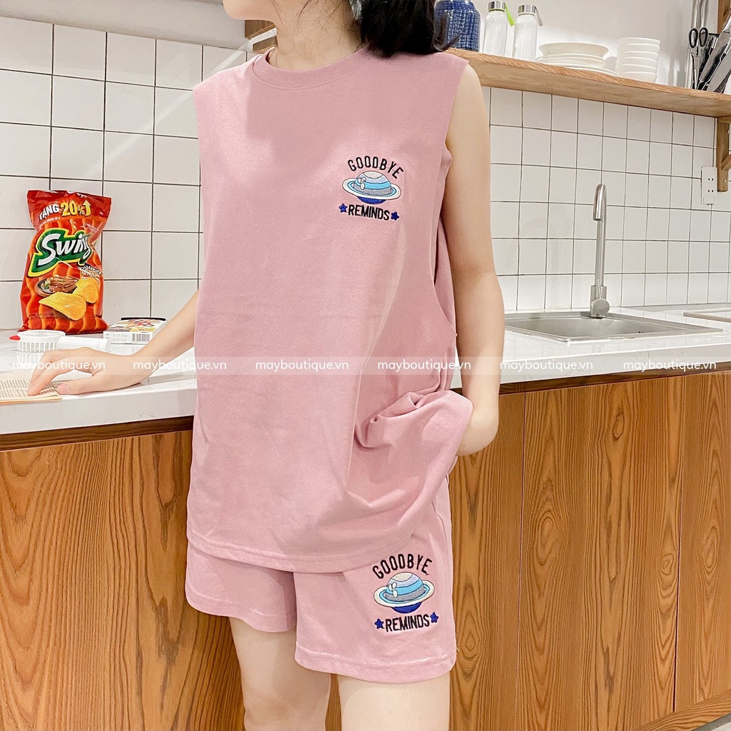 [HÀNG CÓ SẴN] Set Thể Thao Cotton Freesize Tanktop Logo Thêu Kèm Quần Short Hot Hit SSN21H_107.049 | BigBuy360 - bigbuy360.vn