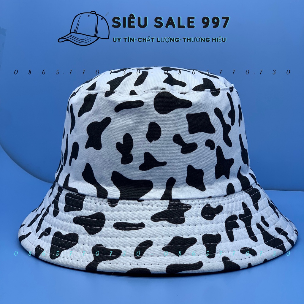 Mũ Bucket Họa Tiết Bò Sữa 2 Mặt Hot 2021, Nón Tai Bèo Bò Sữa Thời Trang