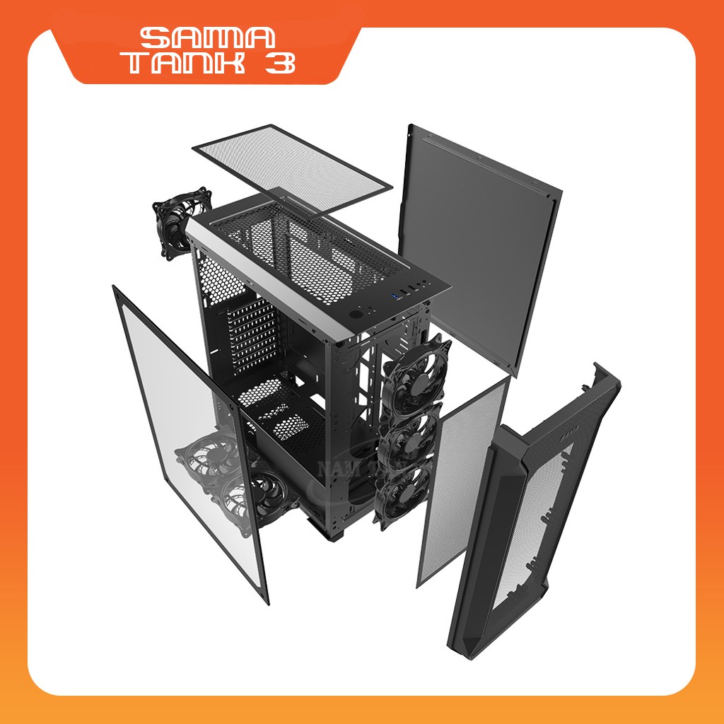 [Chính Hãng] Vỏ case máy tính FULL SIZE ATX SAMA TANK 3 ( Kèm Red led 33 bóng) (Tặng kèm bàn di chuột) | BigBuy360 - bigbuy360.vn