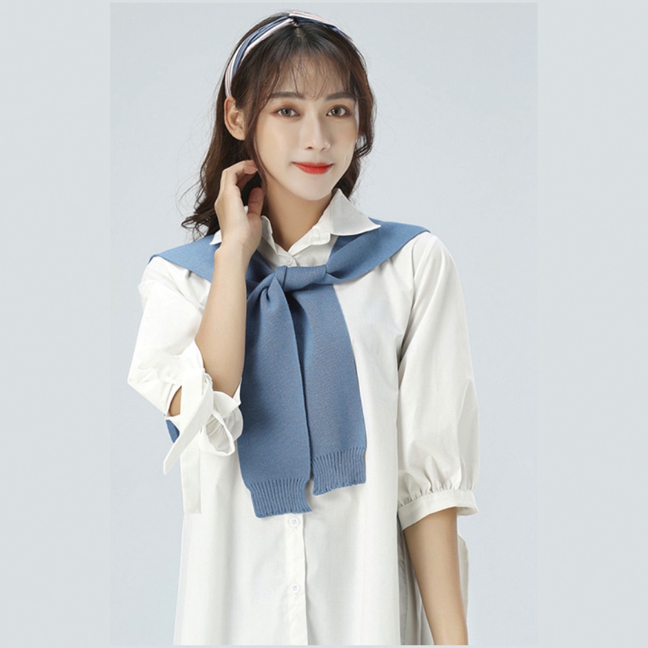 [Augustcloth] Áo/ khăn choàng màu xanh biển vắt vai giả áo phong cách Hàn Quốc | BigBuy360 - bigbuy360.vn