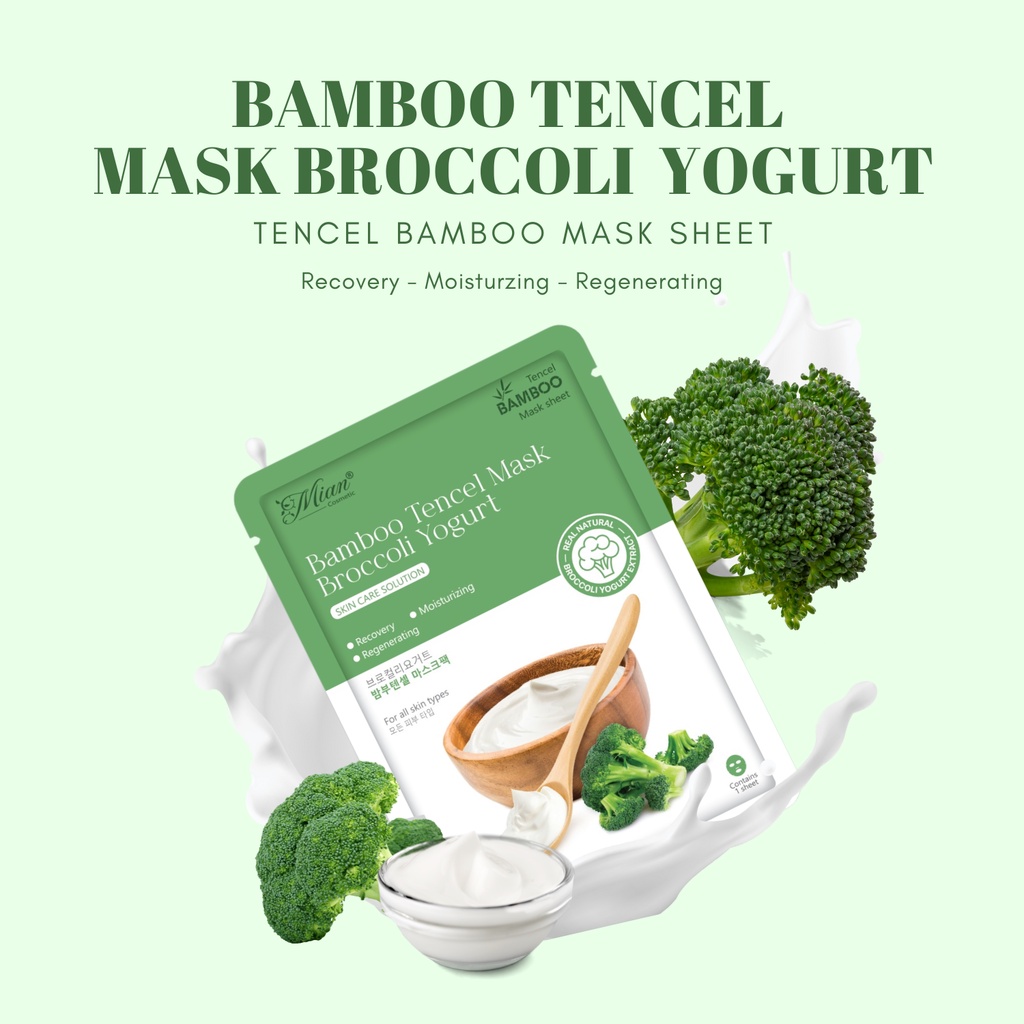 Mặt Nạ Dưỡng Da Bamboo Tencel  Mian Chiết Xuất Từ Bông Cải Xanh - Sữa Chua