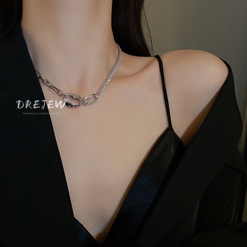 Dây chuyền DREJEW kim loại dạng xoắn thời trang Hàn Quốc dễ phối đồ dành cho nữ