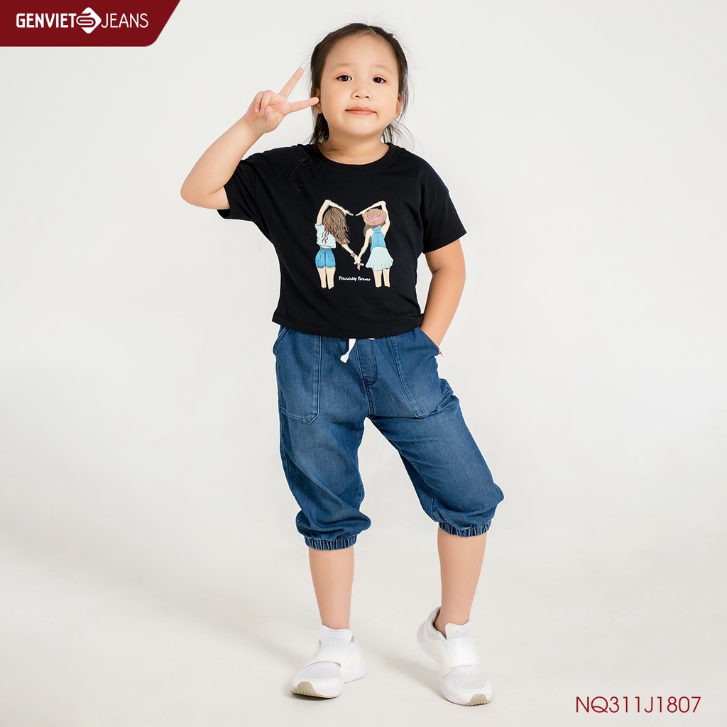 Quần Ngố Jeans Jogger Bé Gái GENVIET KID NQ311J1807