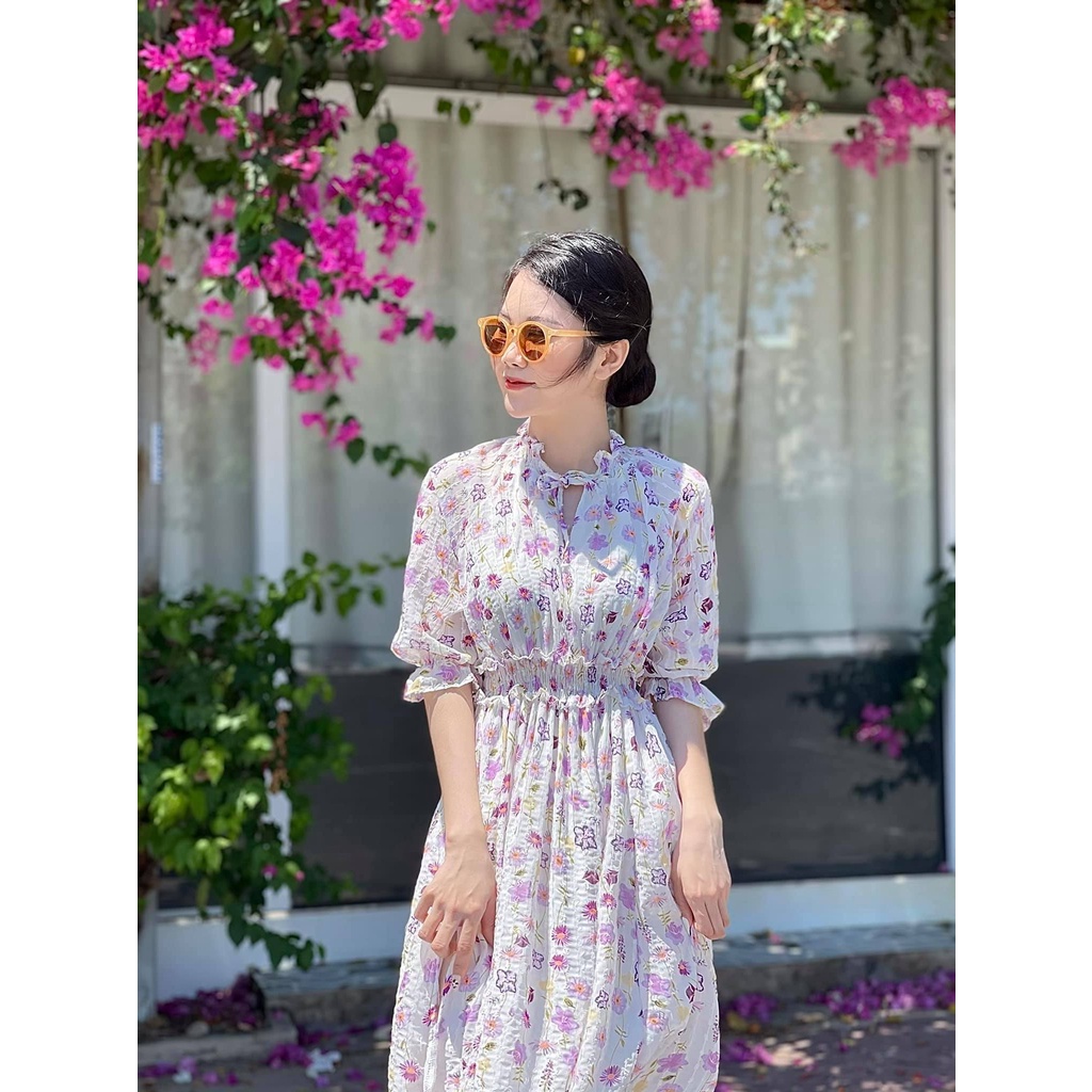 Đầm voan thêu dài