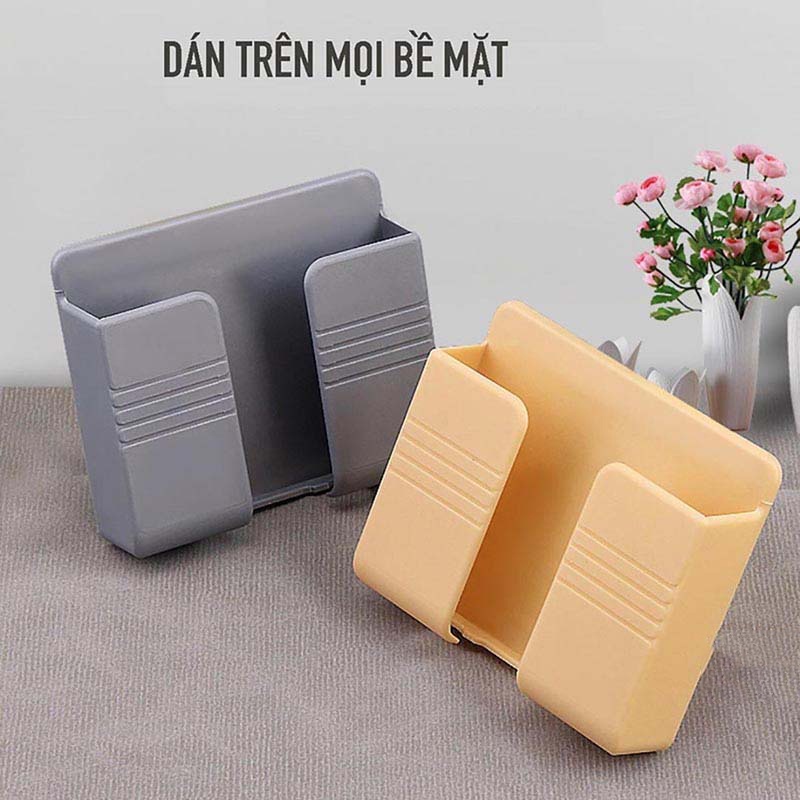 Kệ để điều khiển, điện thoại dán tường, làm từ nhựa ABS cao cấp - Giá Đỡ Sạc Điện Thoại Tiện Lợi - Có Móc Treo Giữ Dây