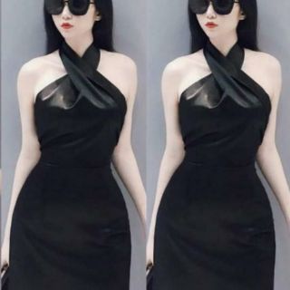 Đầm lụa yếm chéo cổ sexy