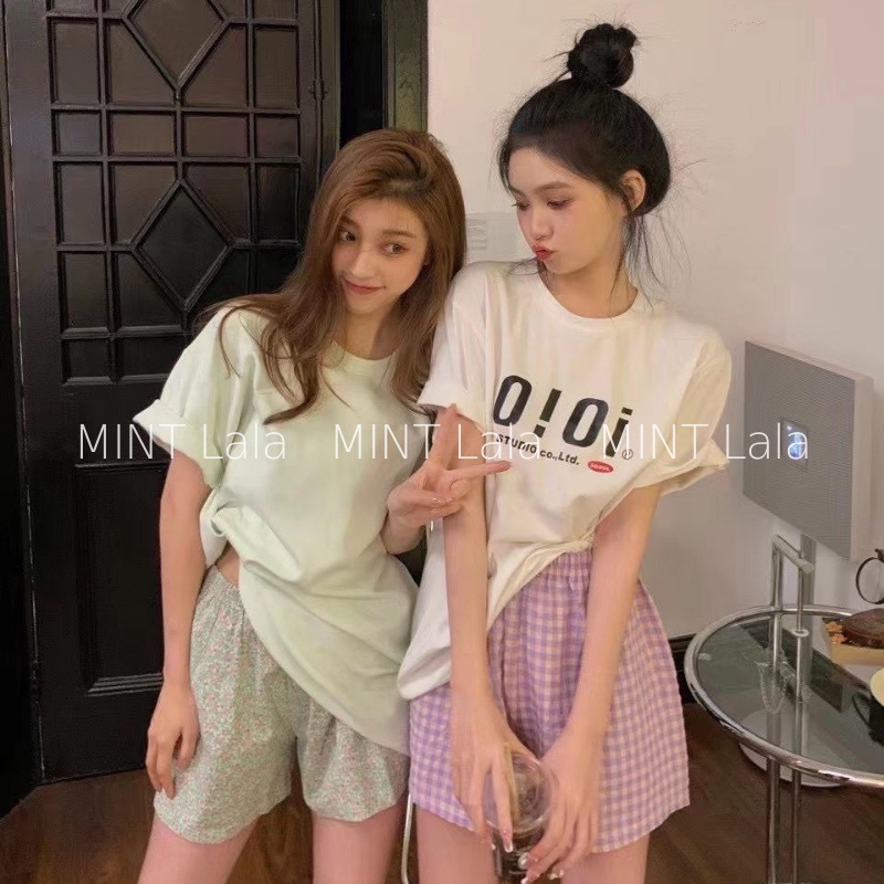 Quần Short Quần Đùi Nữ Mặc Nhà Caro Hoa Nhí - Hàng QC