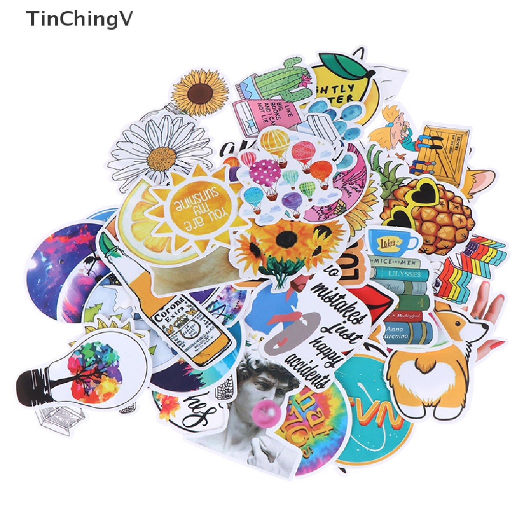 Bộ 53 Miếng Dán Màu Vàng Nhạt Dùng Trang Trí Sổ Tay DIY