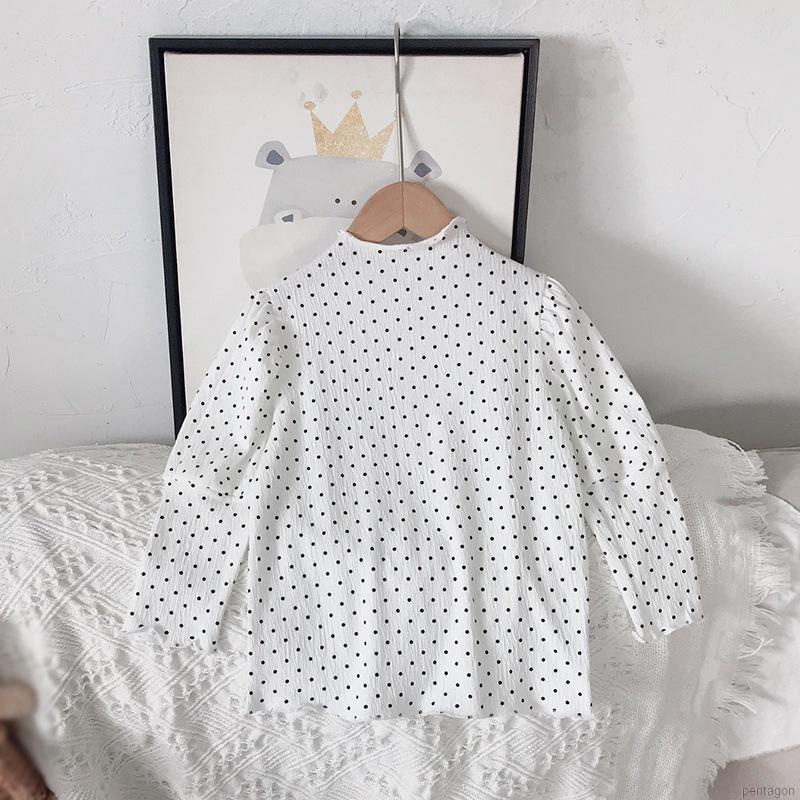 Áo Sơ Mi Tay Dài Phồng Họa Tiết Chấm Bi Nhiều Màu Sắc Dành Cho Bé Gái 1-7 Tuổi