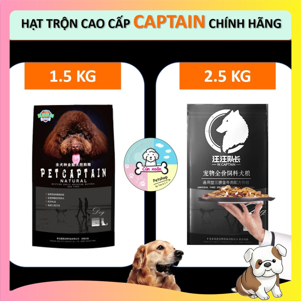 Hạt thức ăn cho chó Captain trộn lẫn thịt bò, phô mai, cá hồi, rau củ 2,5kg