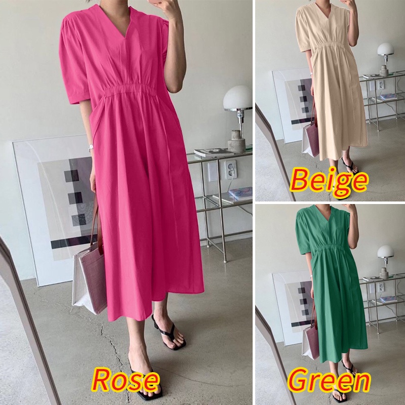 Đầm nữ Zanzea tay ngắn cổ chữ v thời trang phong cách Hàn Quốc