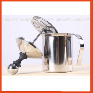 Ca đánh sữa lạnh, tạo bọt café, capuccino, latter art bằng inox cao cấp, siêu bền đẹp 400ml, 800ml  - eBếp247