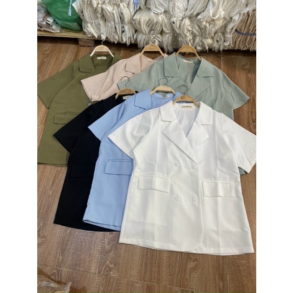 Áo Vest Blazer Ngắn Tay Túi Nắp Hàng QCCC ❤️ Bảng Màu Pastel Lạ Mát Mắt Ảnh Thật lekemqc 🦋