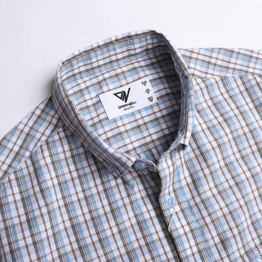 Áo sơ mi caro nam công sở DARNELL tay ngắn chất cao cấp thoáng mát, thấm hút mồ hôi DN624