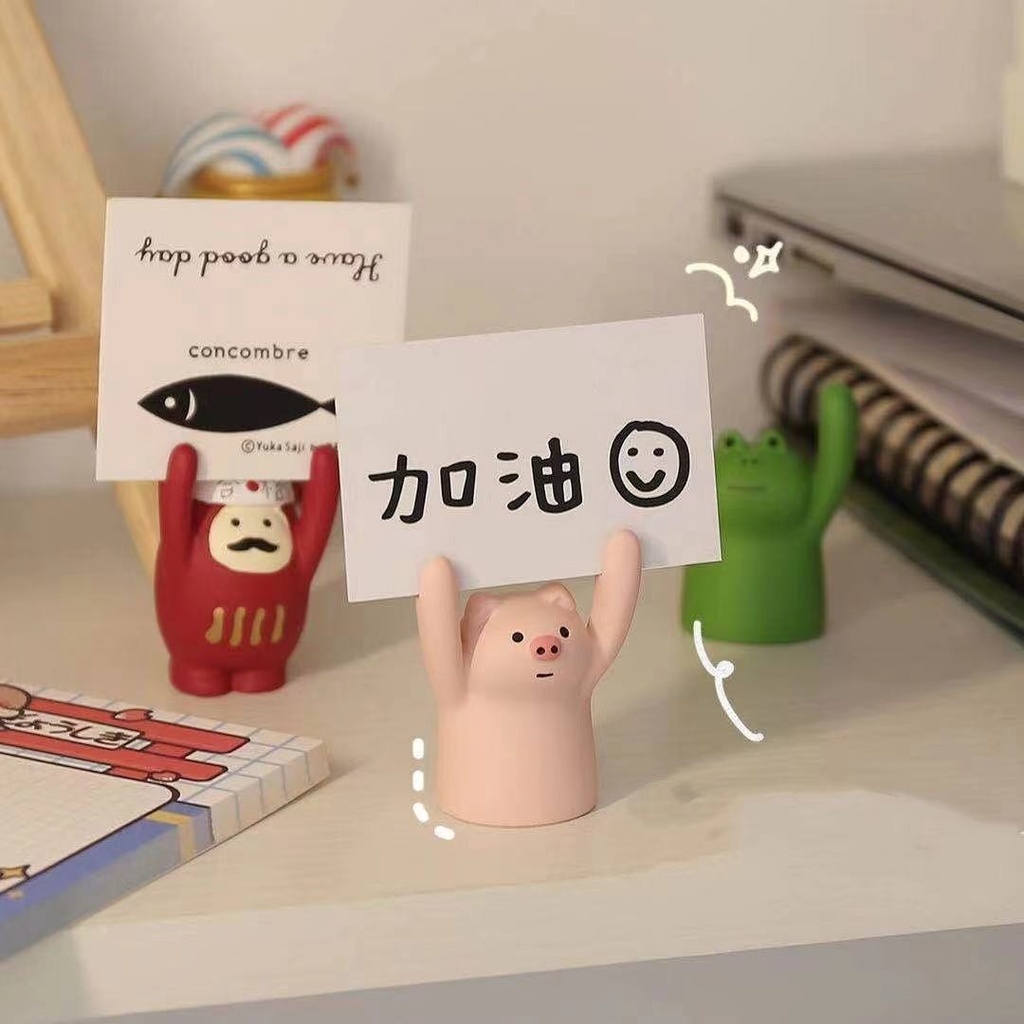 Kẹp Giữ Thẻ Ghi Chú Bằng Resin Hình Động Vật Dễ Thương Trang Trí Bàn Làm Việc / Trường Học / Văn Phòng