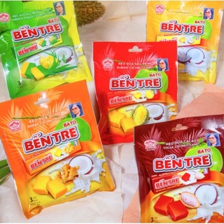 Kẹo dừa Bến Tre gói 142,5g gồm 3 thanh (mỗi thanh 10 viên) - Đặc sản Bến Tre