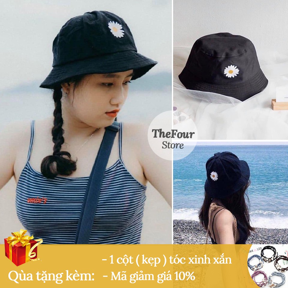 Mũ bucket hoa cúc❤️ FREESHIP ❤️ Giảm 10K Nhập [DOHU10K]  Mũ bucket para noise hoa cúc unisex SIÊU HOT