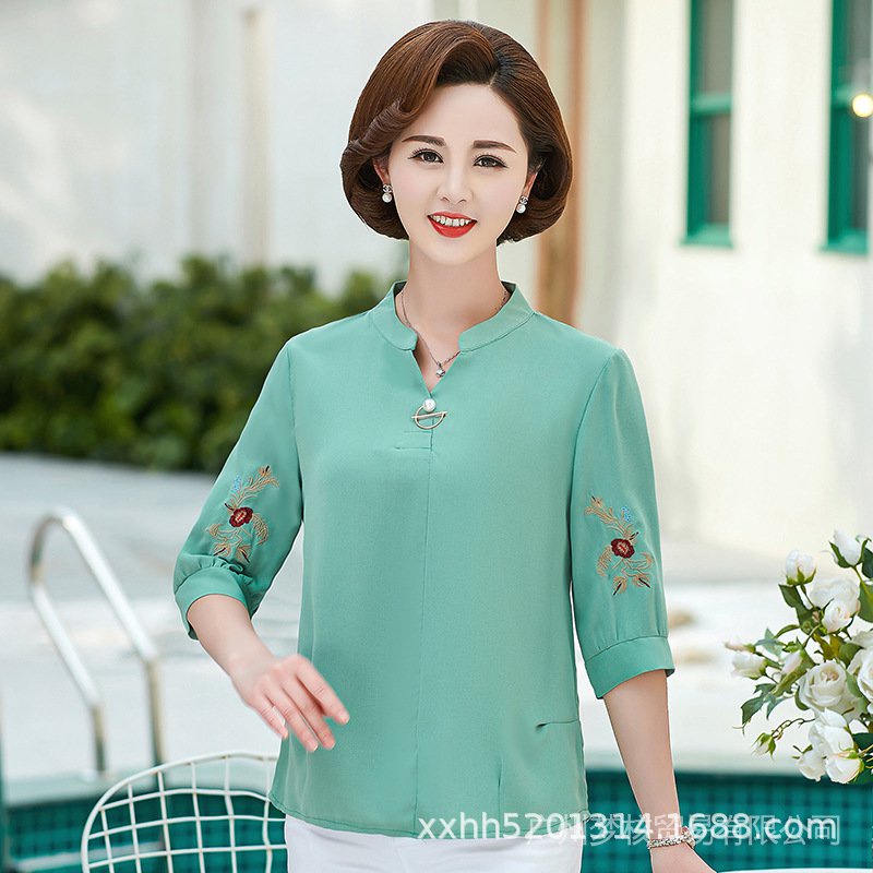 Áo Voan Mỏng Tay Lửng Phong Cách Phương Tây Thời Trang Mới Cho Phụ Nữ Trung Niên 40-50 Tuổi