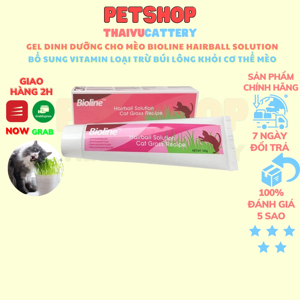 Gel dinh dưỡng cho mèo BIOLINE Hairball Solution bổ sung vitamin loại trừ búi lông khỏi cơ thể mèo