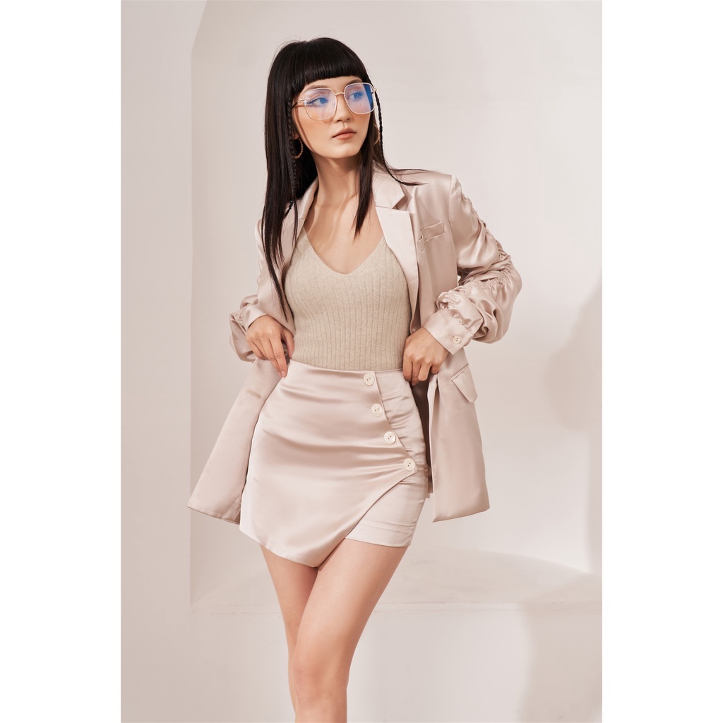 Áo blazer nữ lụa tay dài bo chun LADY ME by Eva de Eva 21ABLO001B