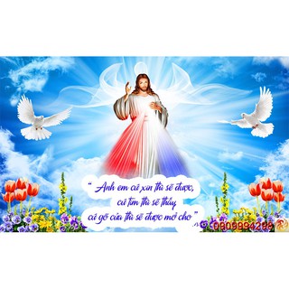 Tranh dán tường 3d hình Chúa Jesus, Hình Đức Mẹ Maria