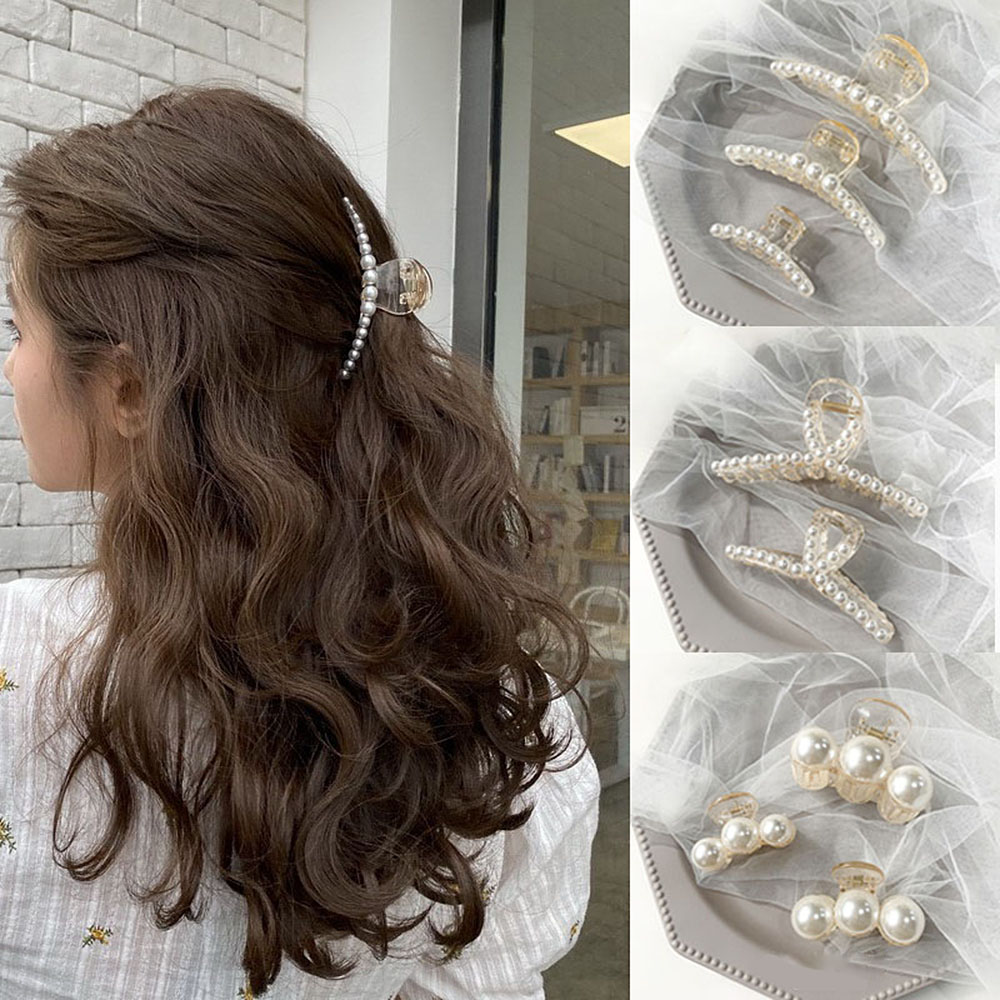 Kẹp Tóc Càng Cua Đính Ngọc Trai Thanh Lịch Cho Nữ