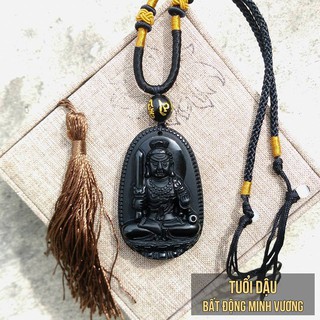 Phật Bản Mệnh Bất Động Minh Vương Phù Hộ Tuổi Dậu Đá Obsidian Màu Đen