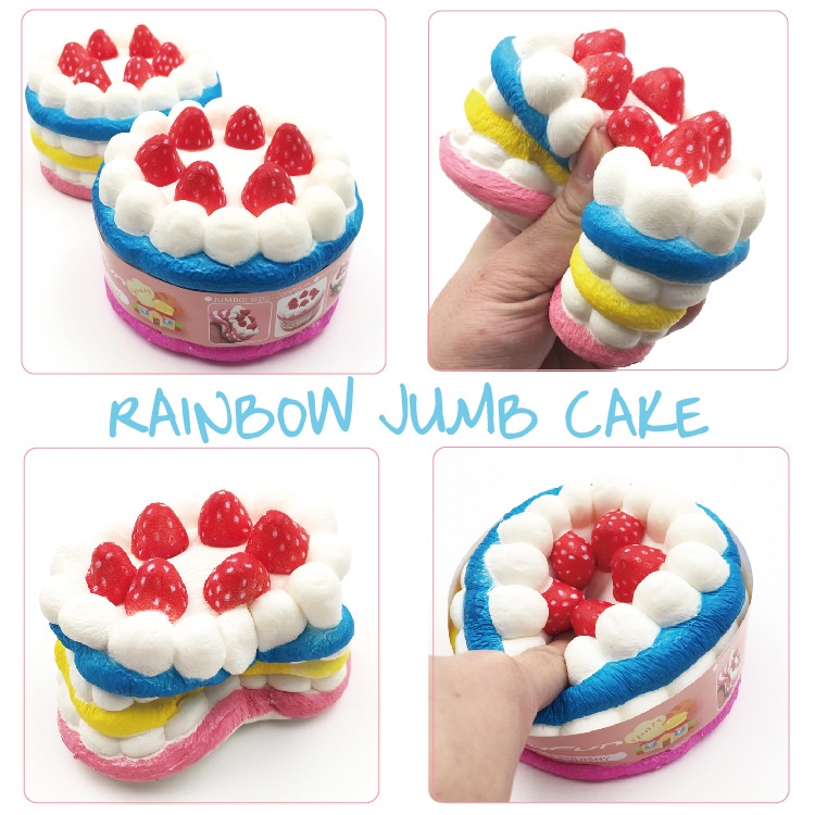 Squishy Lớn JUMBO Hình bánh kem gato 6 dâu 3 màu Đồ Chơi Xốp Giảm Stress Hình mềm mịn dễ Thương đàn hồi Cho Bé