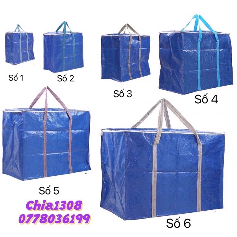 Túi bạt có dây kéo đựng đồ đựng quần áo màu xanh cam nhiều size siêu bền siêu rẻ( sỉ ib)