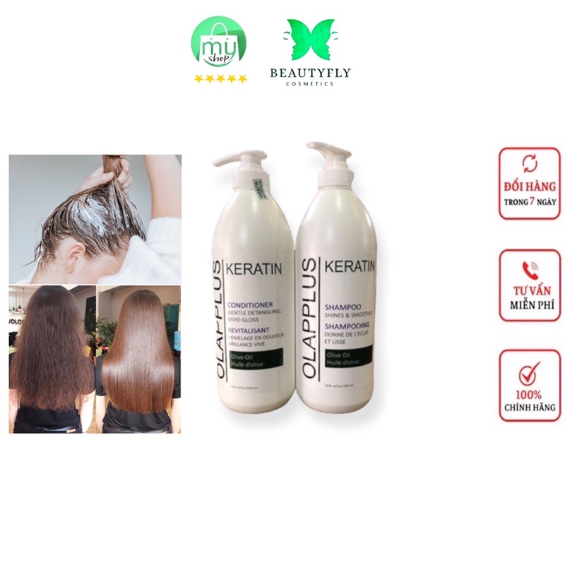 Cặp dầu gội xả OLAP PLUS Keratin mềm mượt 1000ml mùi hương thuần khiết, Cải thiện tóc, mềm mượt , chắc khỏe, Chính Hãng