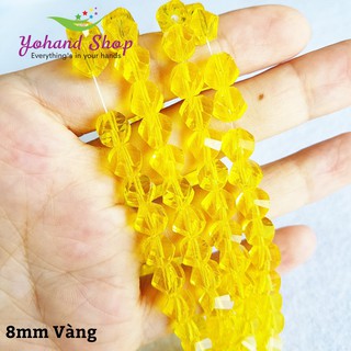 Mua Pha lê thủy tinh hạt lựu 8mm màu vàng ( gói 10 viên)