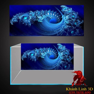 Tranh 3D Bể Cá Cảnh Mẫu Thủy Sinh - Tranh Bể Cá Có Sẵn Keo Dán, Tặng Kèm Bộ Dụng Cụ