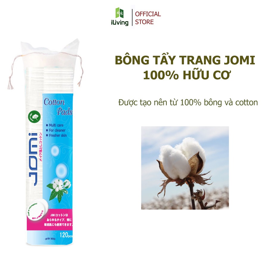Bông tẩy trang Jomi Cotton Pads 120 miếng  ILIVING-JOMBTT120M | BigBuy360 - bigbuy360.vn