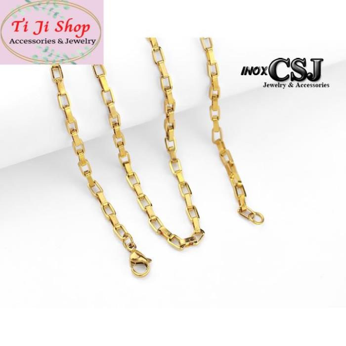 DÂY CHUYỀN NAM INOX MẠ VÀNG HÌNH VUÔNG 3LY đẹp mà chất