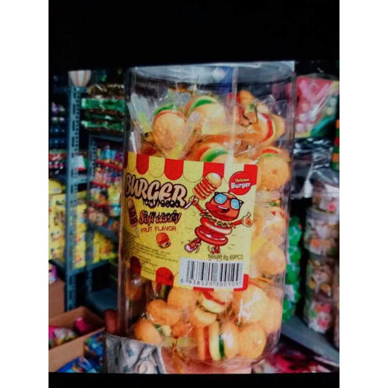lọ 60 c kẹo humberger có que sáng