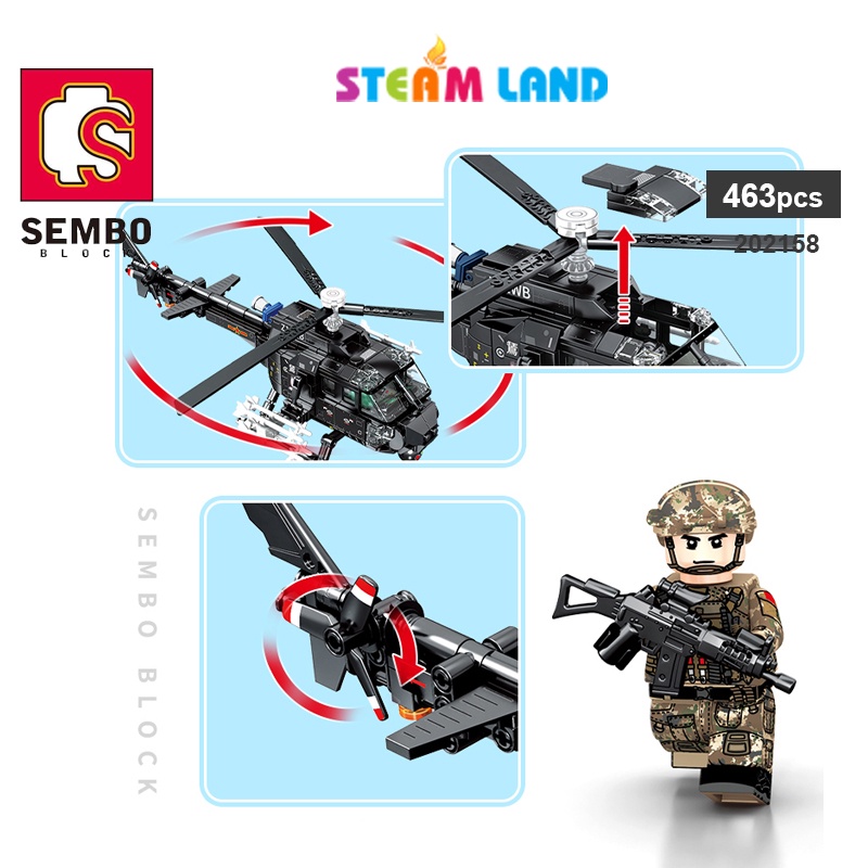 Đồ Chơi Lắp Ráp Trực Thăng Tấn Công Z-11B-SEMBO 202158 -Steamtoys