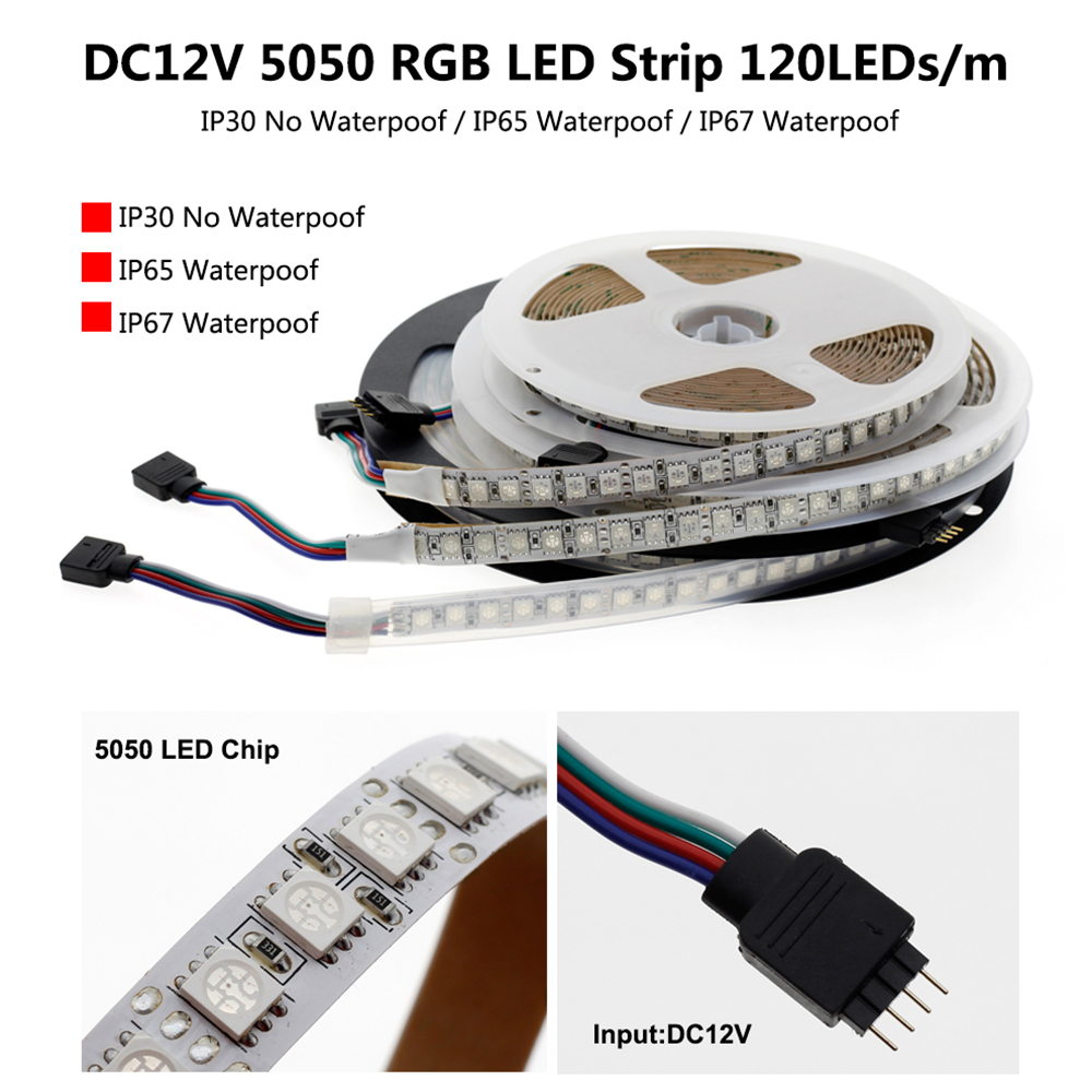 Dây Đèn Led 5m Linh Hoạt Smd 5054 5050 Rgb 12v 120 bóng / M Chống Thấm Nước